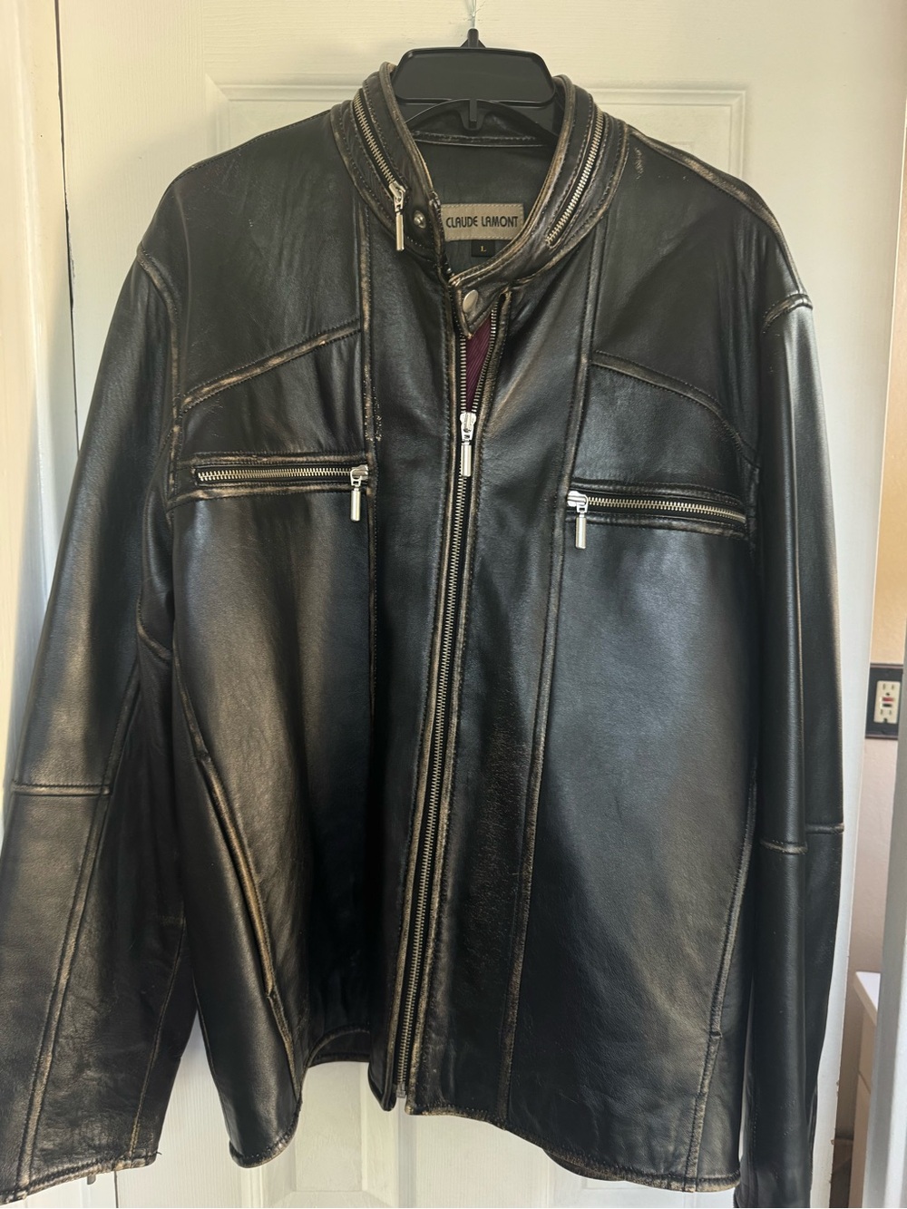 Classic Black Leather Bomber Jacket